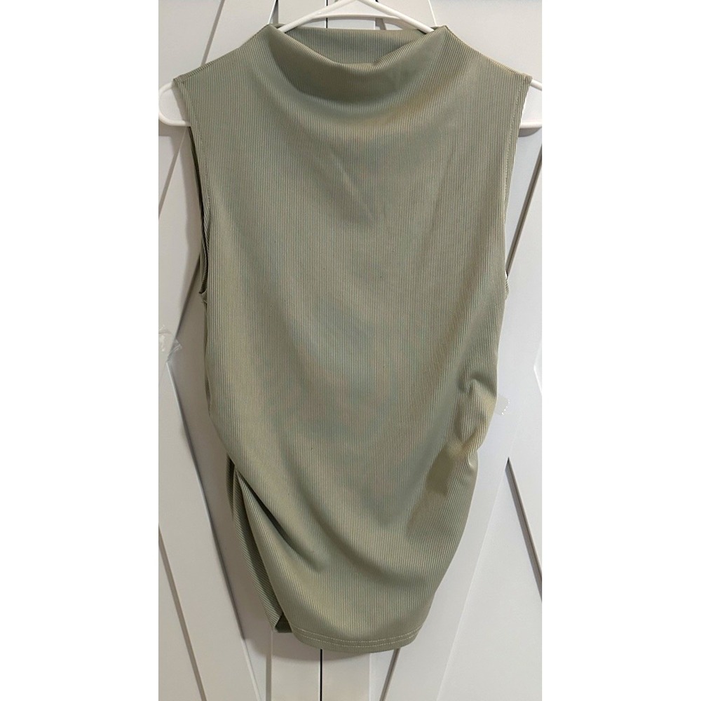 SHEIN Women's Green Solid Mock Neck Sleeveless Pullover Top, Size L